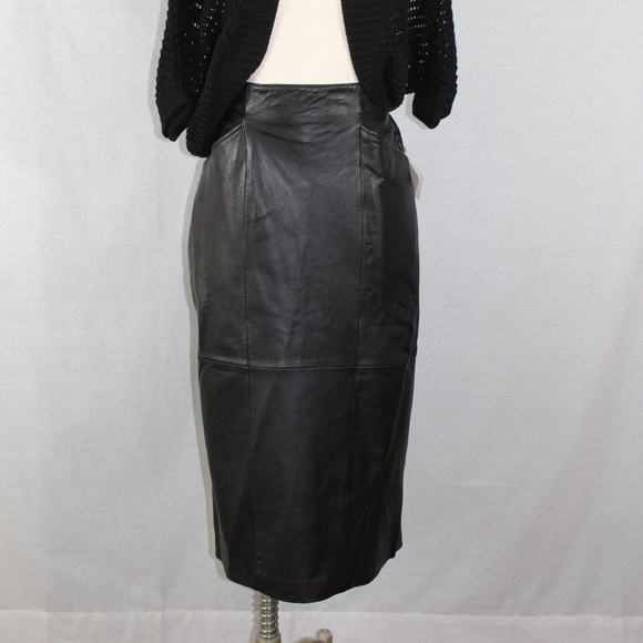 Evan Davis Midi Leather Skirt NWT